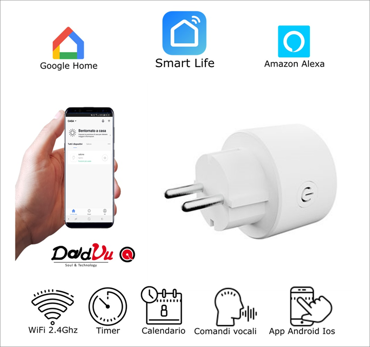 compatibile con Alexa e Google Home Presa intelligente Wi-Fi wireless con monitoraggio di energia confezione da 1 DIYtech app gratuita e facile da configurare 