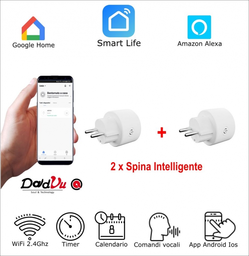 PRESA WIFI SPINA DOMOTICA INTERRUTTORE  ALEXA GOOGLE ADATTATORE