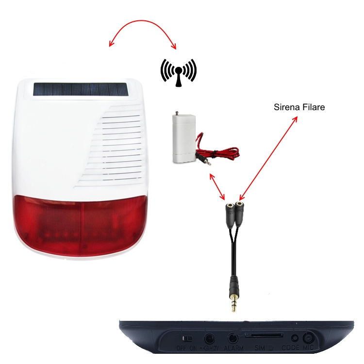 Sirena da esterno ad alimentazione Solare wireless 433 Mhz DV-521 (PER  ALLARME KIT DV-10GTD)